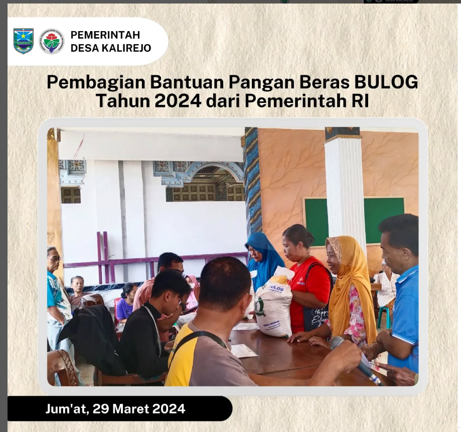 Pembagian Bantuan Pangan Beras BULOG Tahun 2024 dari Pemerintah RI
