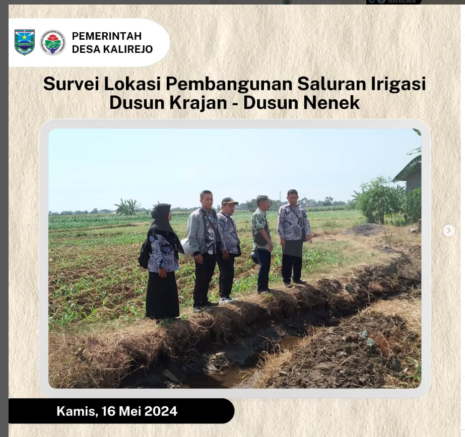 Survei Lokasi Pembangunan Saluran Irigasi di Dusun Krajan dan Dusun Nenek.