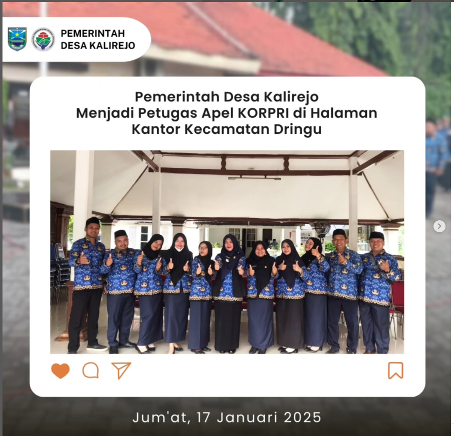 Pemerintah Desa Kalirejo Menjadi Petugas Apel KORPRI di Halaman Kantor Kecamatan Dringu