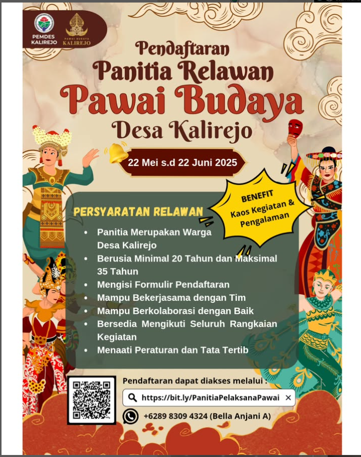 PENDAFTARAN PANITIA RELAWAN PAWAI BUDAYA DESA KALIREJO 2025
